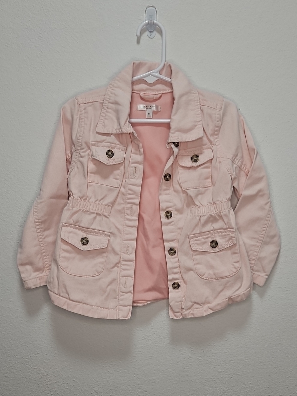 Tahari Girls' Toddler Pale Pink Utility Jean Jacket 4T